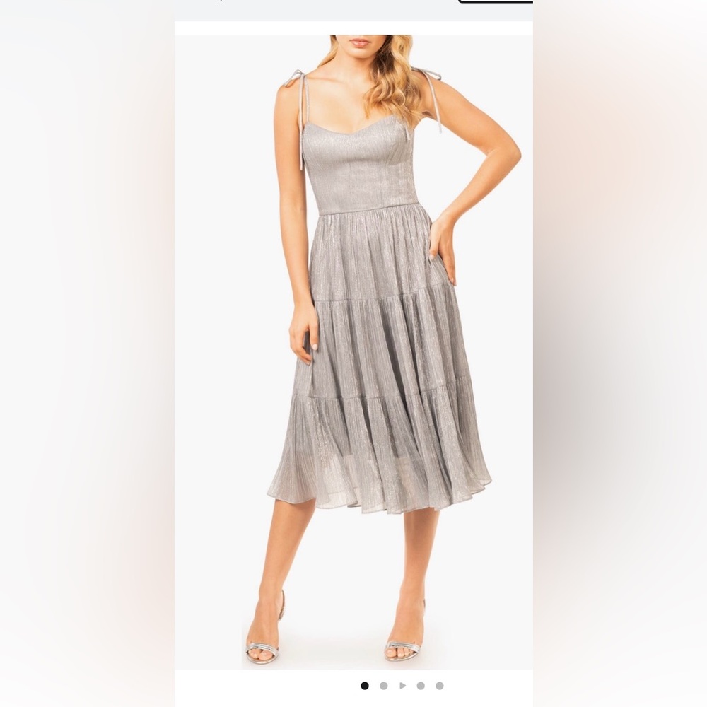 Dress the Population Shimmering Silver Dress